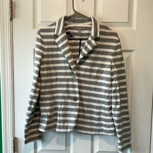 Striped Gray  Women's Jacket medium knit gap blazer ponte academy dark academia
